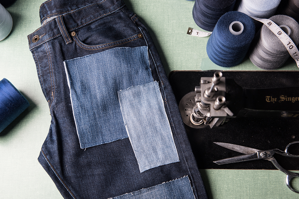 denim shirt with patches